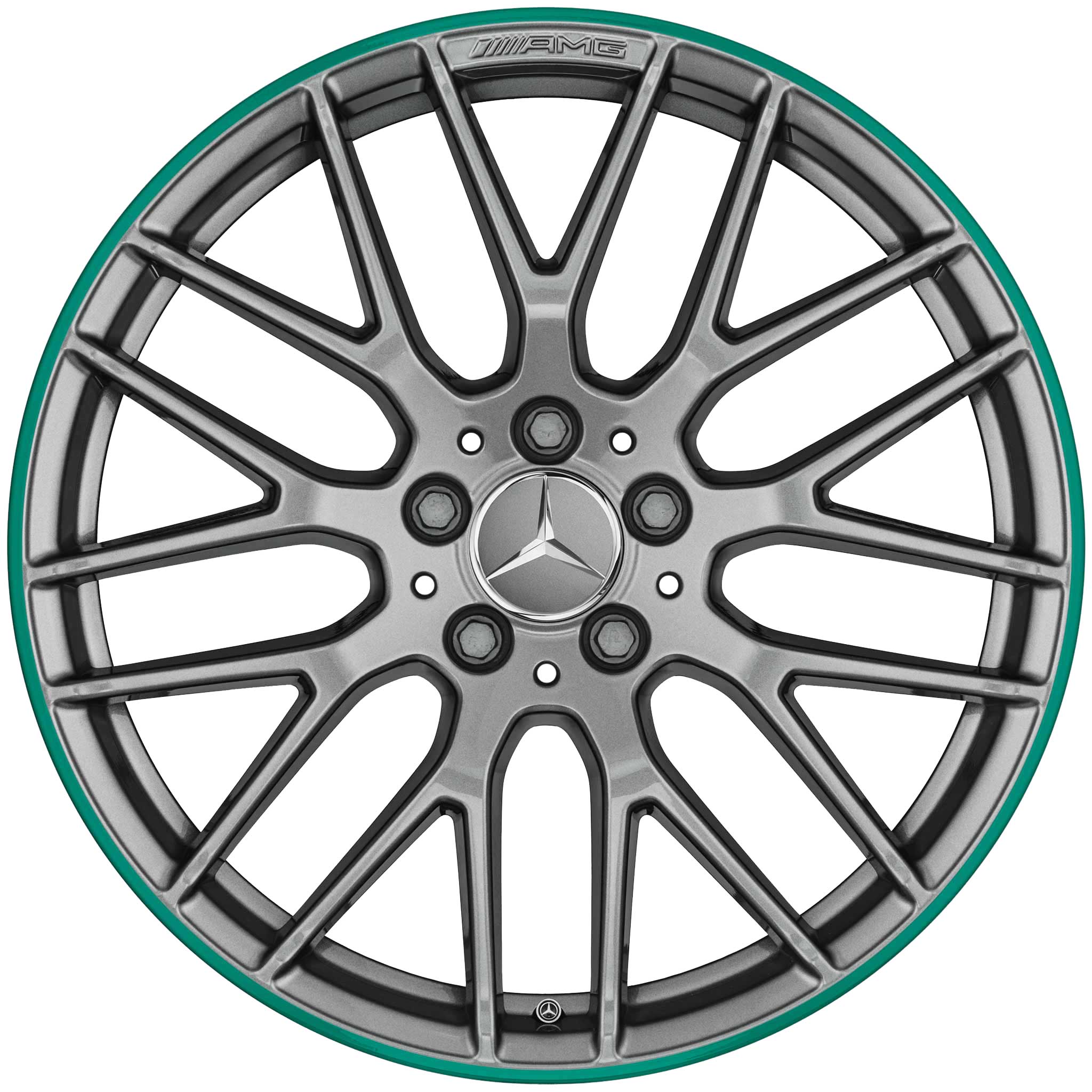 AMG Cross Spoke [176-19] Titanium Grey with Green Rim Edge Alloy Wheel Product Image #1
