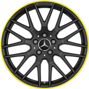 19" AMG Cross Spoke [176-19] Matt Black with Yellow Rim Edge alloy wheel