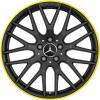 AMG Cross Spoke [176-19] Matt Black with Yellow Rim Edge Wheel Img 1