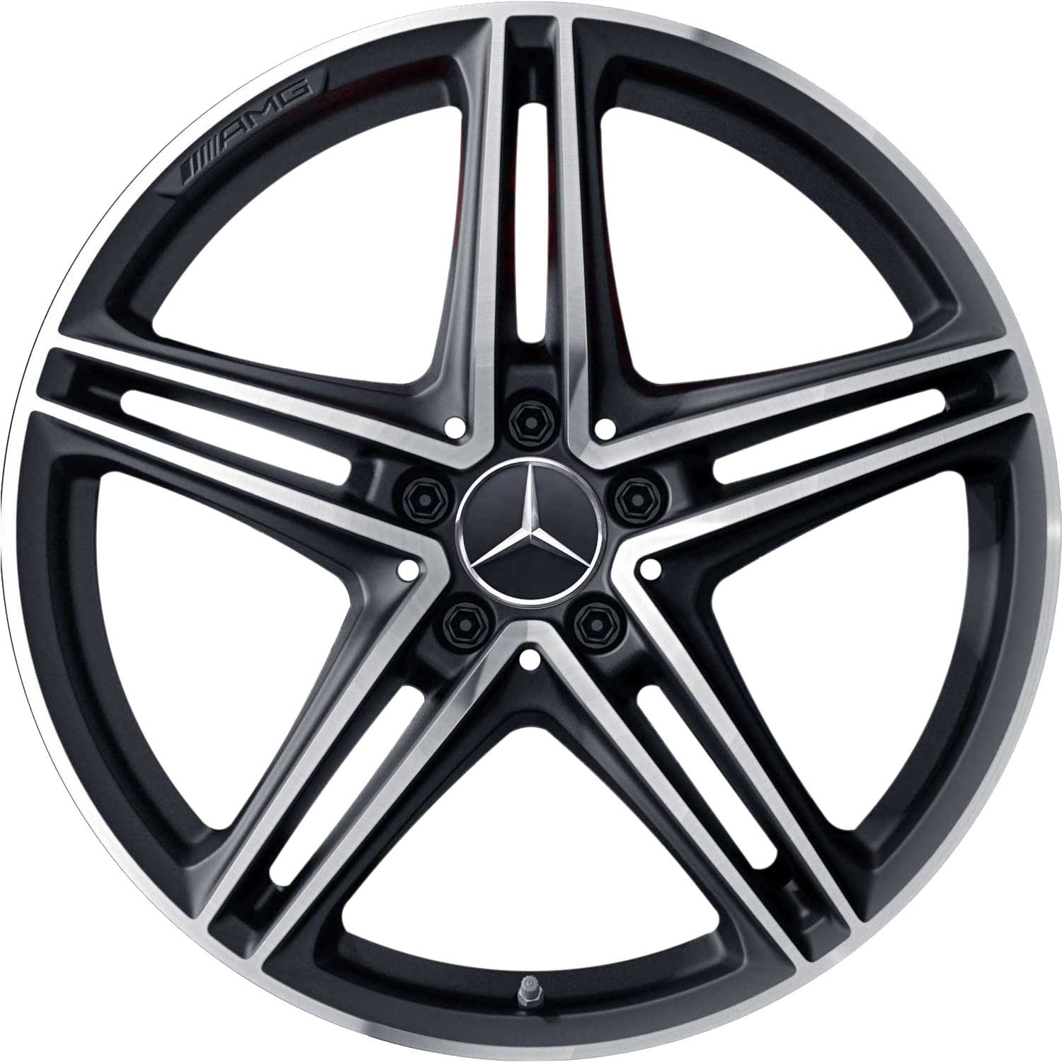 AMG 5 Twin Spoke [190-20] Matt Black with High Sheen Alloy Wheel Product Image #1