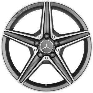 AMG 5 Spoke [205-18] Himalaya Grey with High Sheen Alloy Wheel for Mercedes C-Class W205 - Sizes 18in