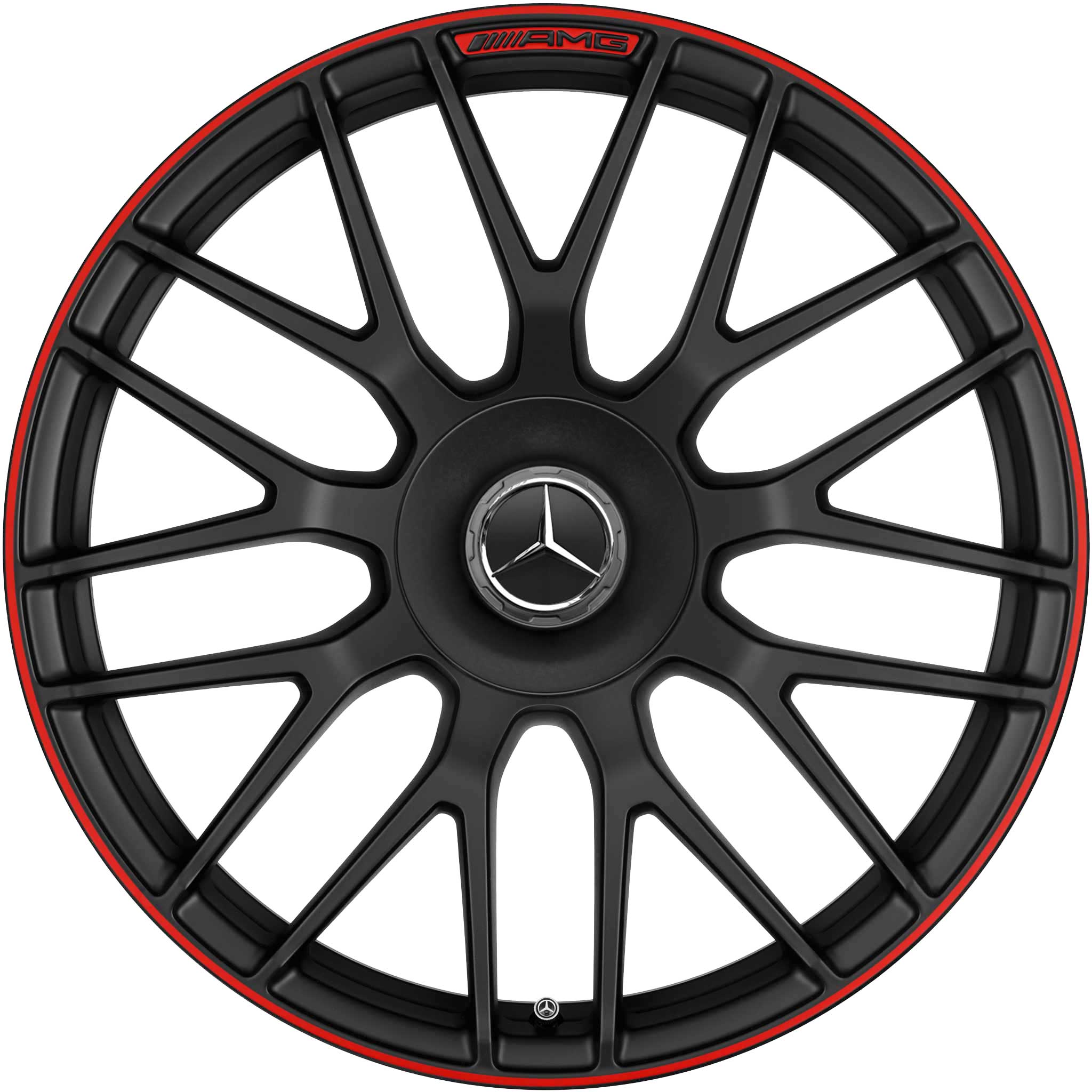 AMG Cross Spoke [205-19] Matt Black with Red Rim Edge (Forged) Alloy Wheel Product Image #1
