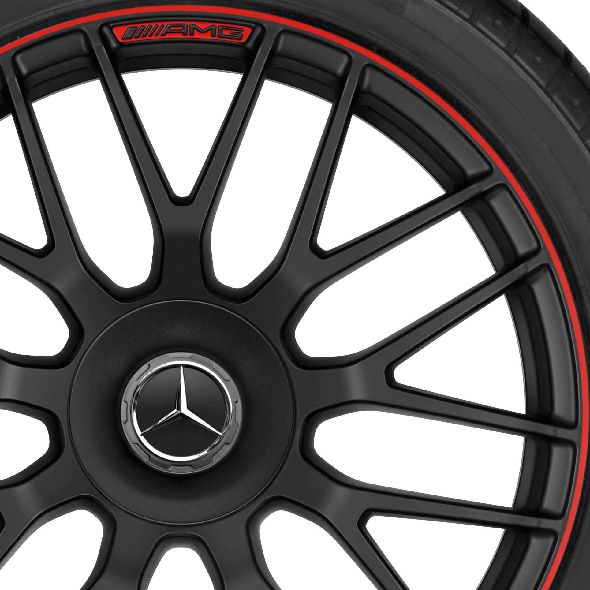 AMG Cross Spoke [205-19] Matt Black with Red Rim Edge (Forged) Alloy Wheel Product Image #2