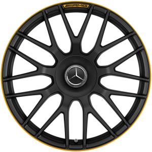 AMG Cross Spoke [205-20] Matt Black with Yellow Rim Edge (Forged) Alloy Wheel - Sizes 20in