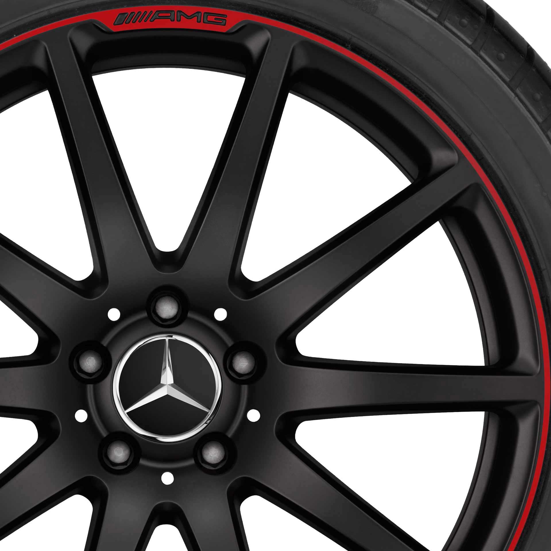 AMG 10 Spoke [231-19] Matt Black with Red Rim Edge (Forged) Alloy Wheel Product Image #2