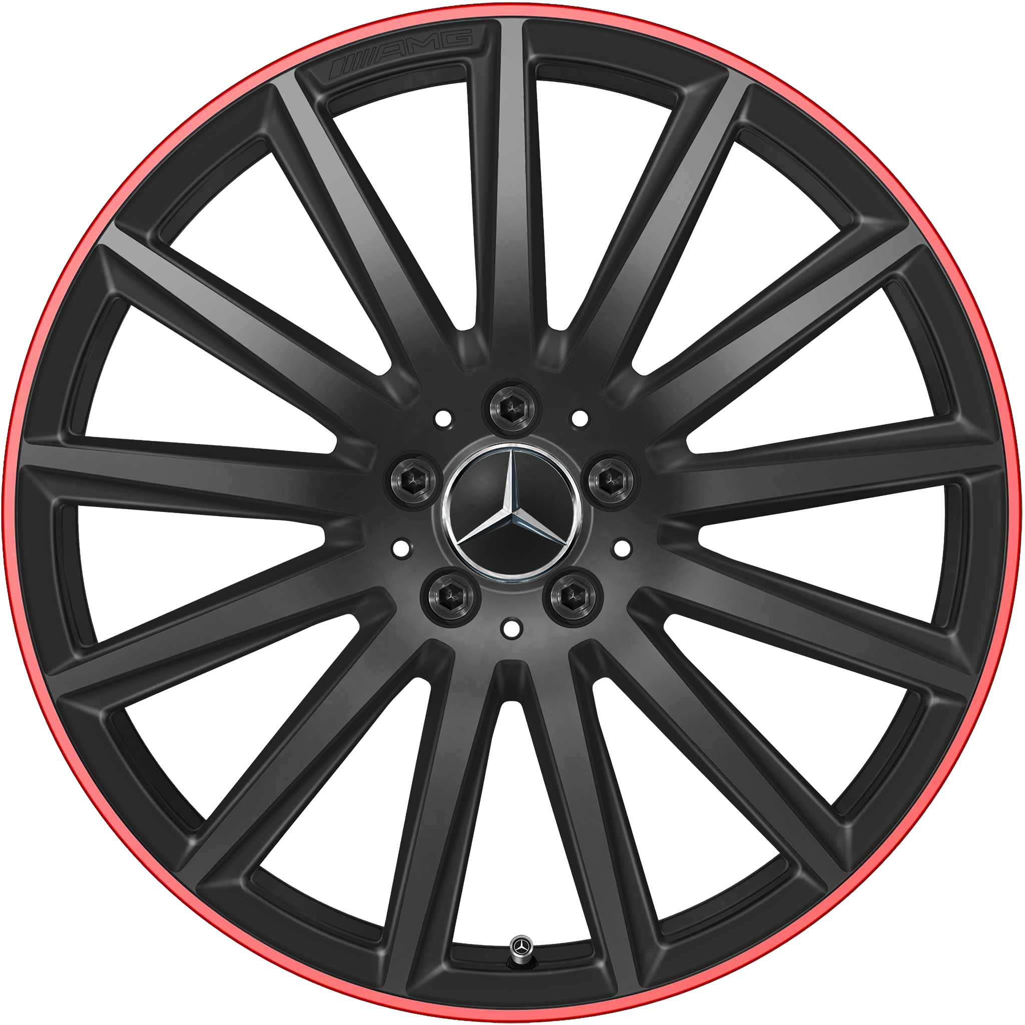 AMG Multispoke [247-20] Gloss Black with Ember Red Rim Edge Alloy Wheel Product Image #1