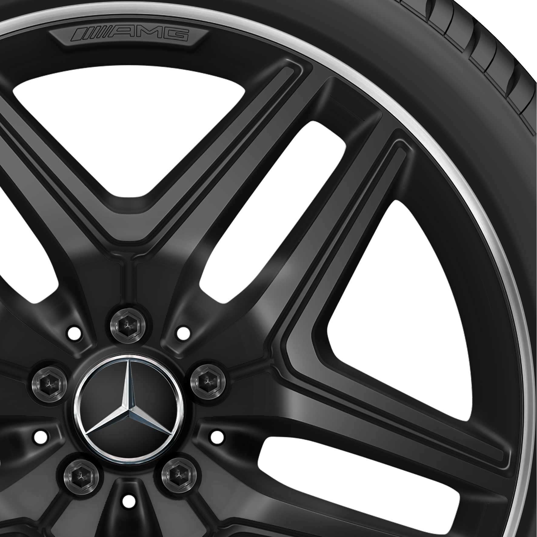 AMG 5 Twin Spoke [247-20] Matt Black with High Sheen Rim Edge Alloy Wheel Product Image #2