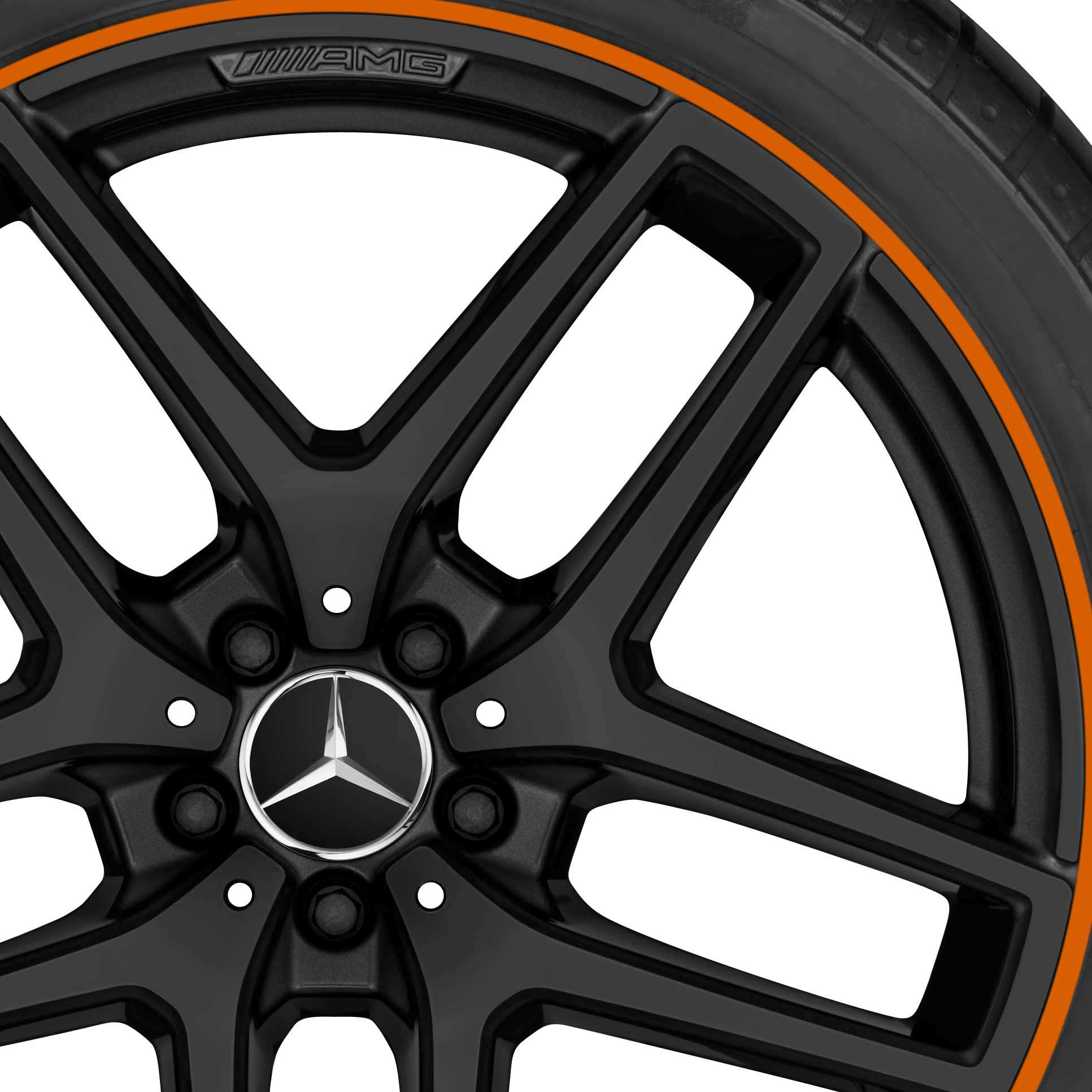 AMG 5 Twin Spoke [292-21] Gloss Black with Orange Rim Edge Alloy Wheel Product Image #2