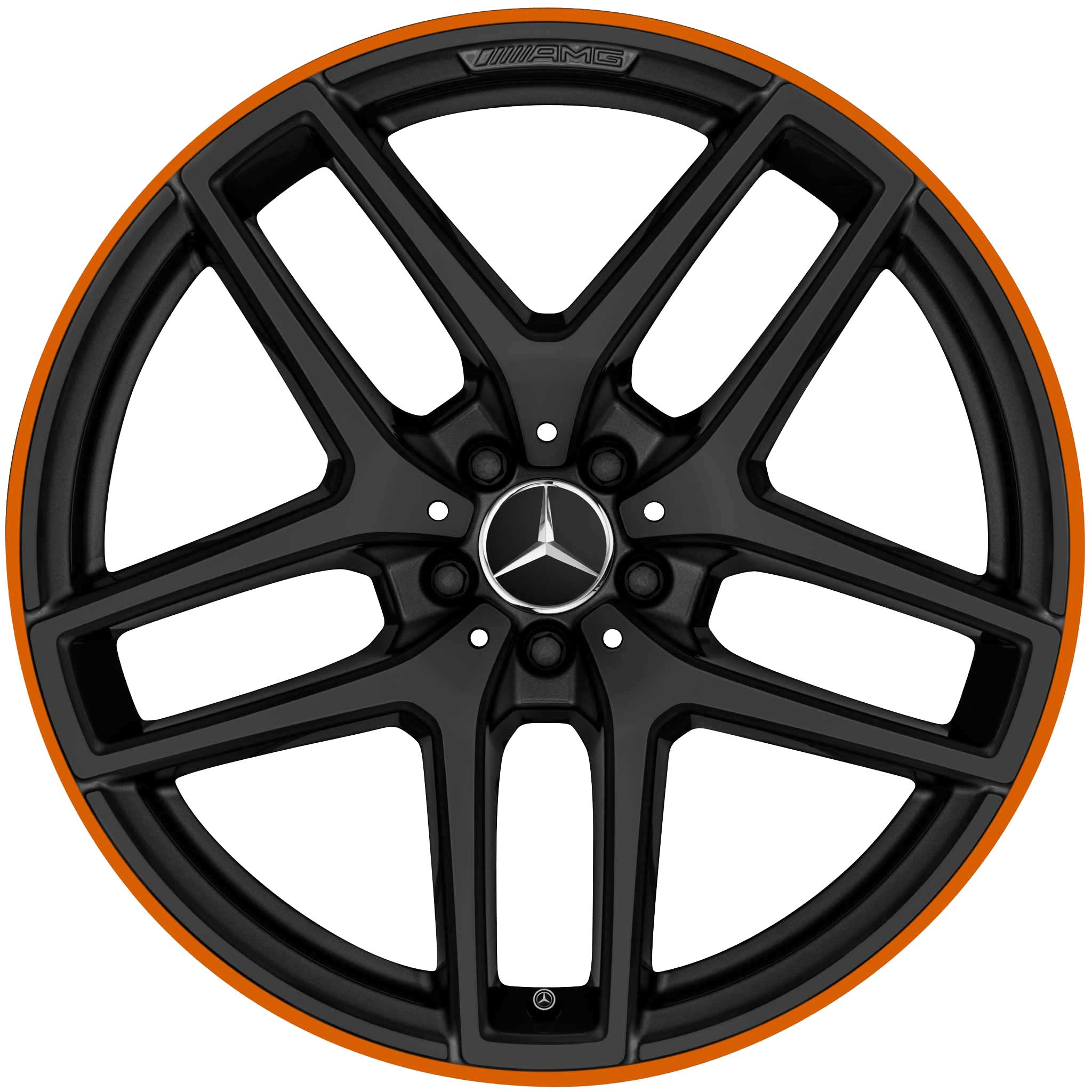 AMG 5 Twin Spoke [292-21] Gloss Black with Orange Rim Edge Alloy Wheel Product Image #1