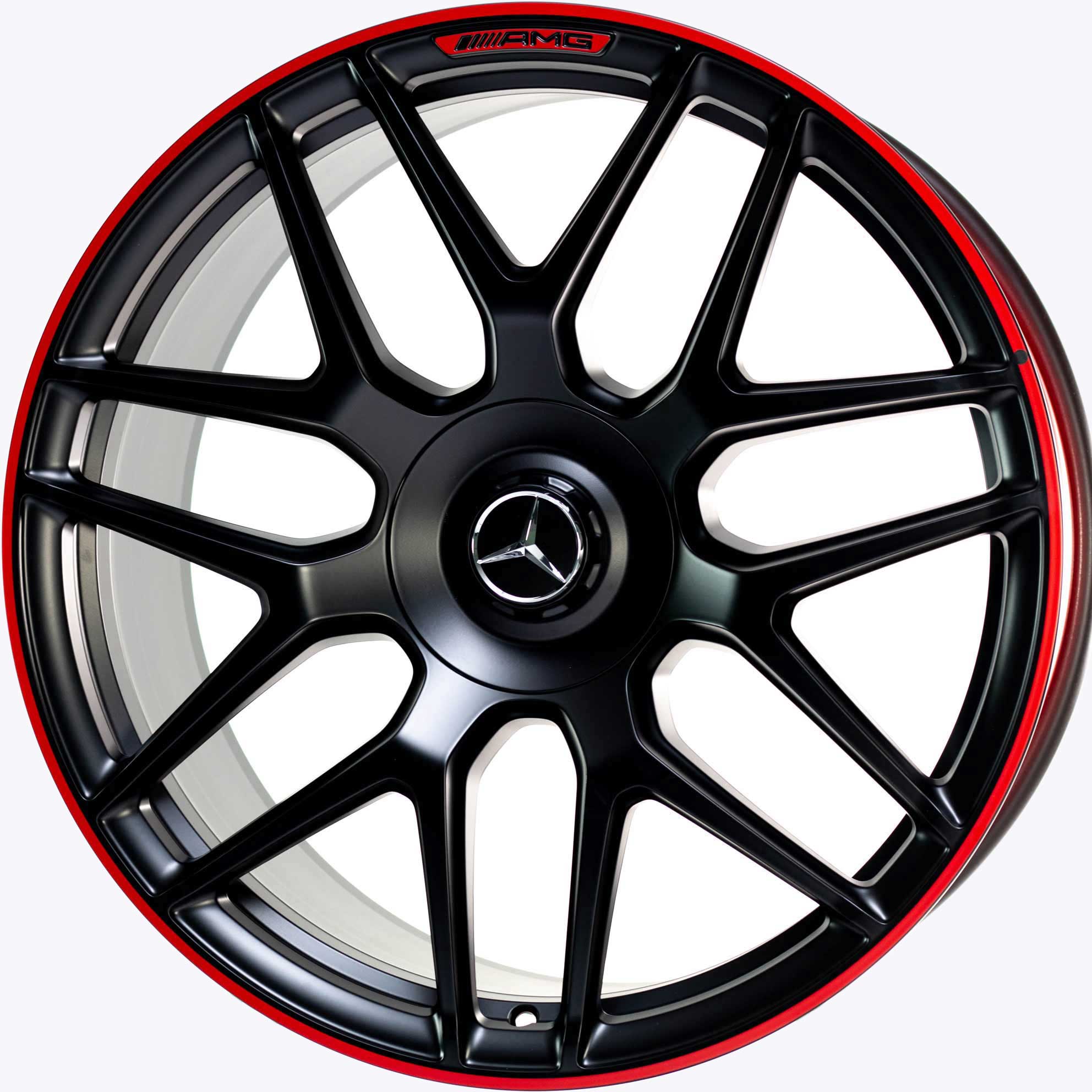 AMG Cross Spoke [463-22] Matt Black with Red Rim Edge Alloy Wheel Product Image #2