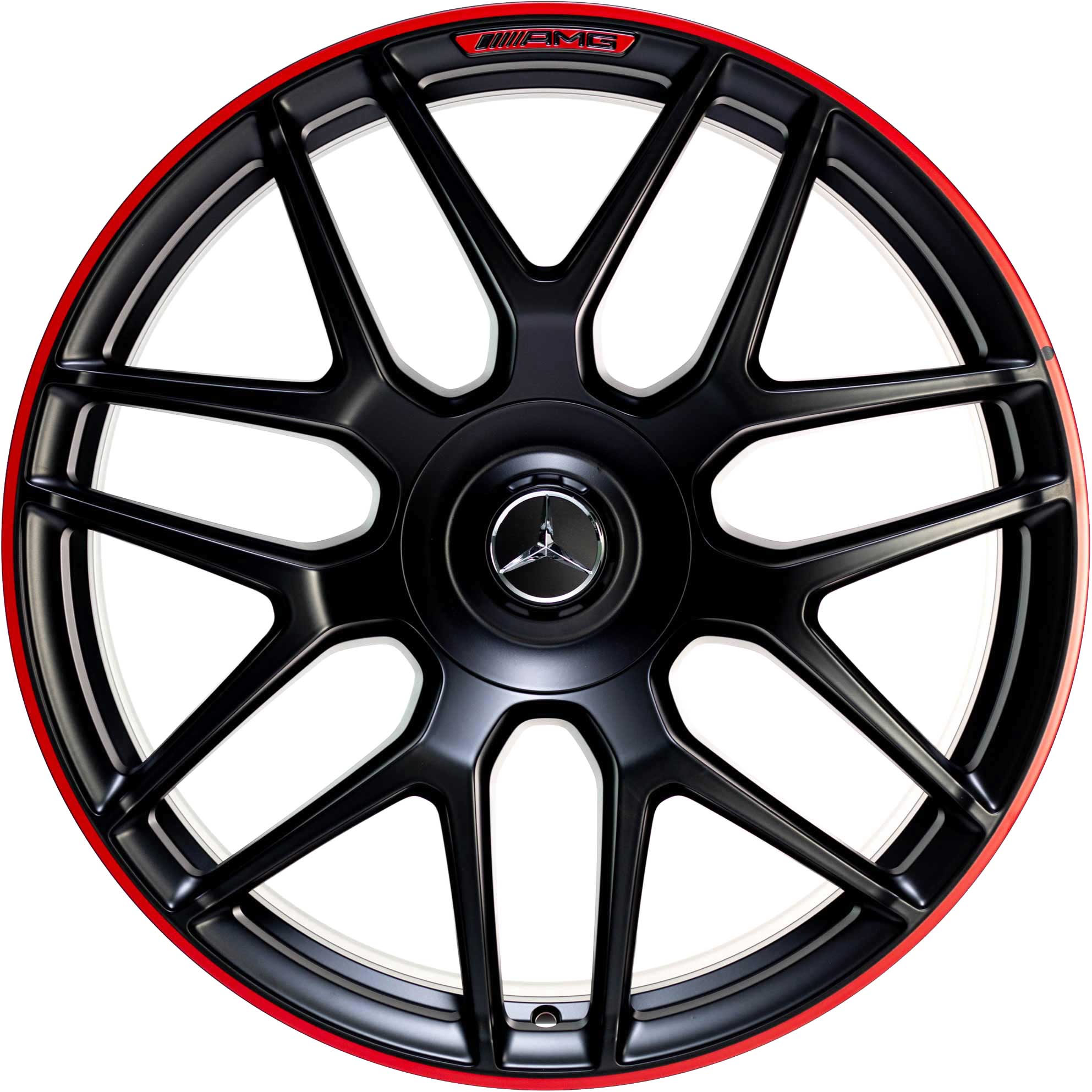 AMG Cross Spoke [463-22] Matt Black with Red Rim Edge Alloy Wheel Product Image #1