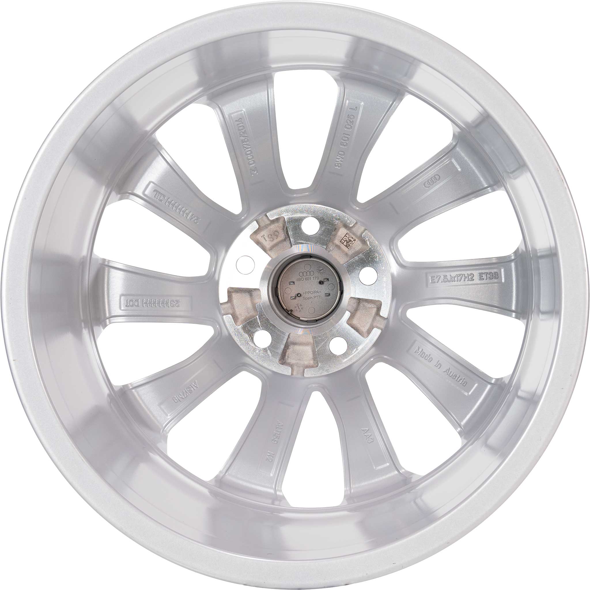 Audi 10 Spoke Crystal [A4 8W] Diamond Silver Alloy Wheel Product Image #3