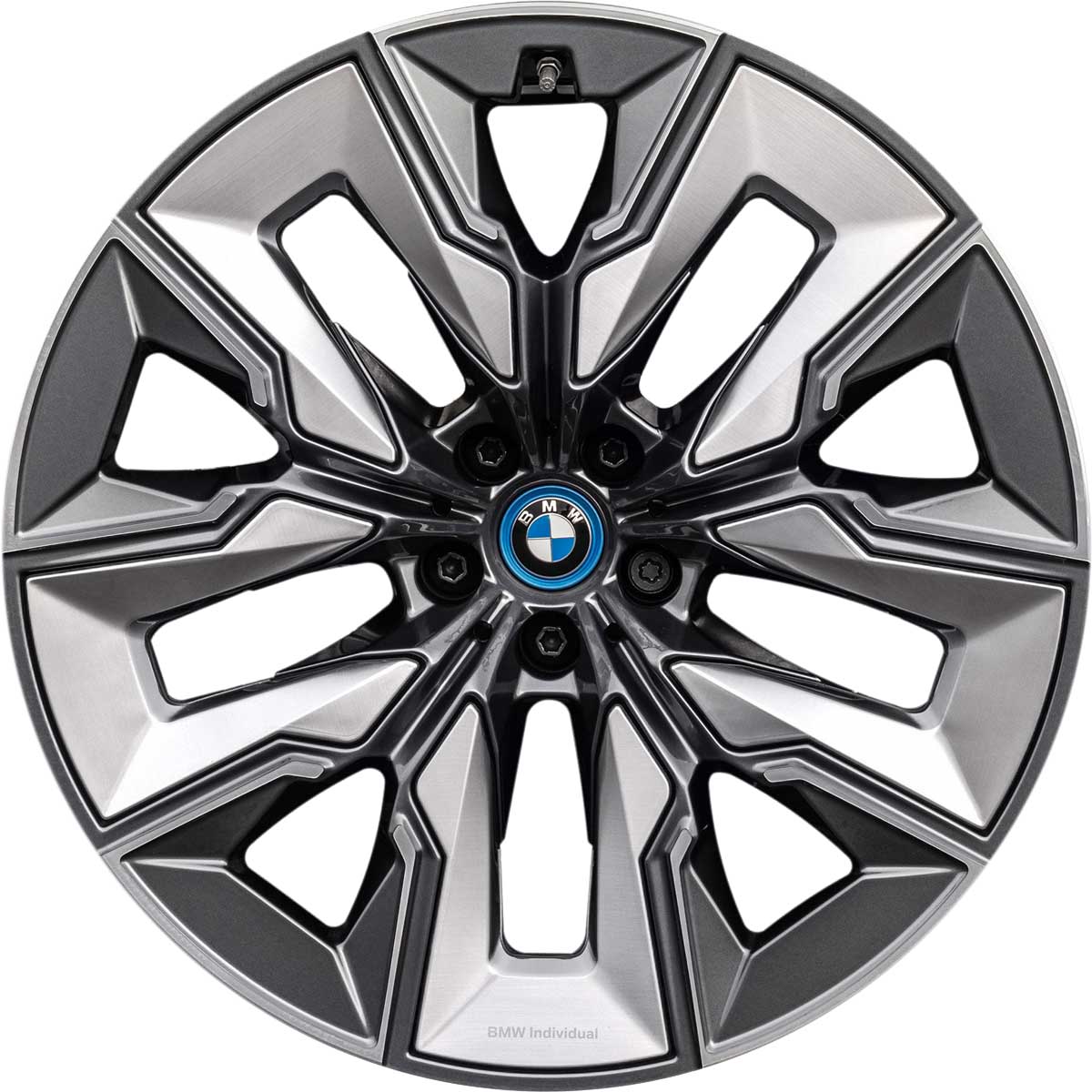 BMW 910I Gunmetal Grey with Bright Turned and Silver Inserts Alloy Wheel Product Image #1