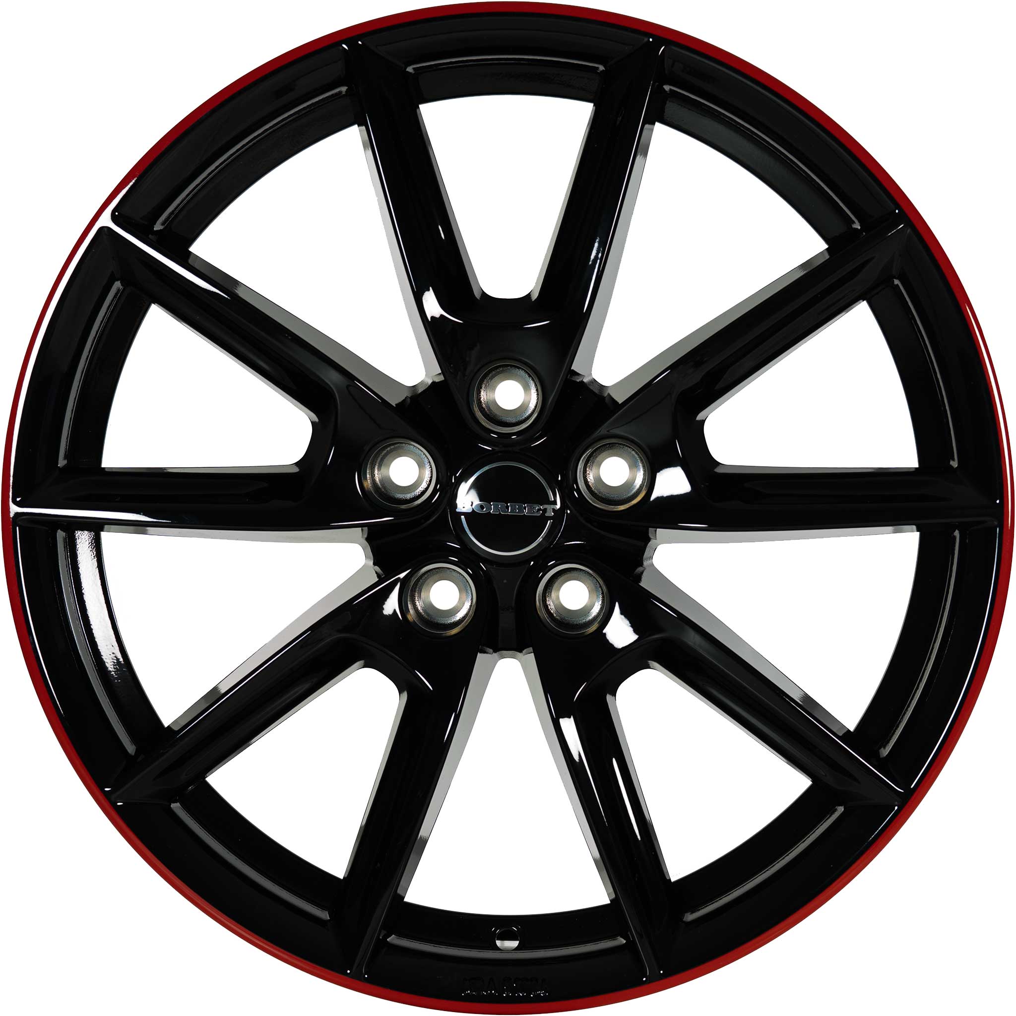 Borbet LX18 Black Glossy Rim Red Alloy Wheel Product Image #1