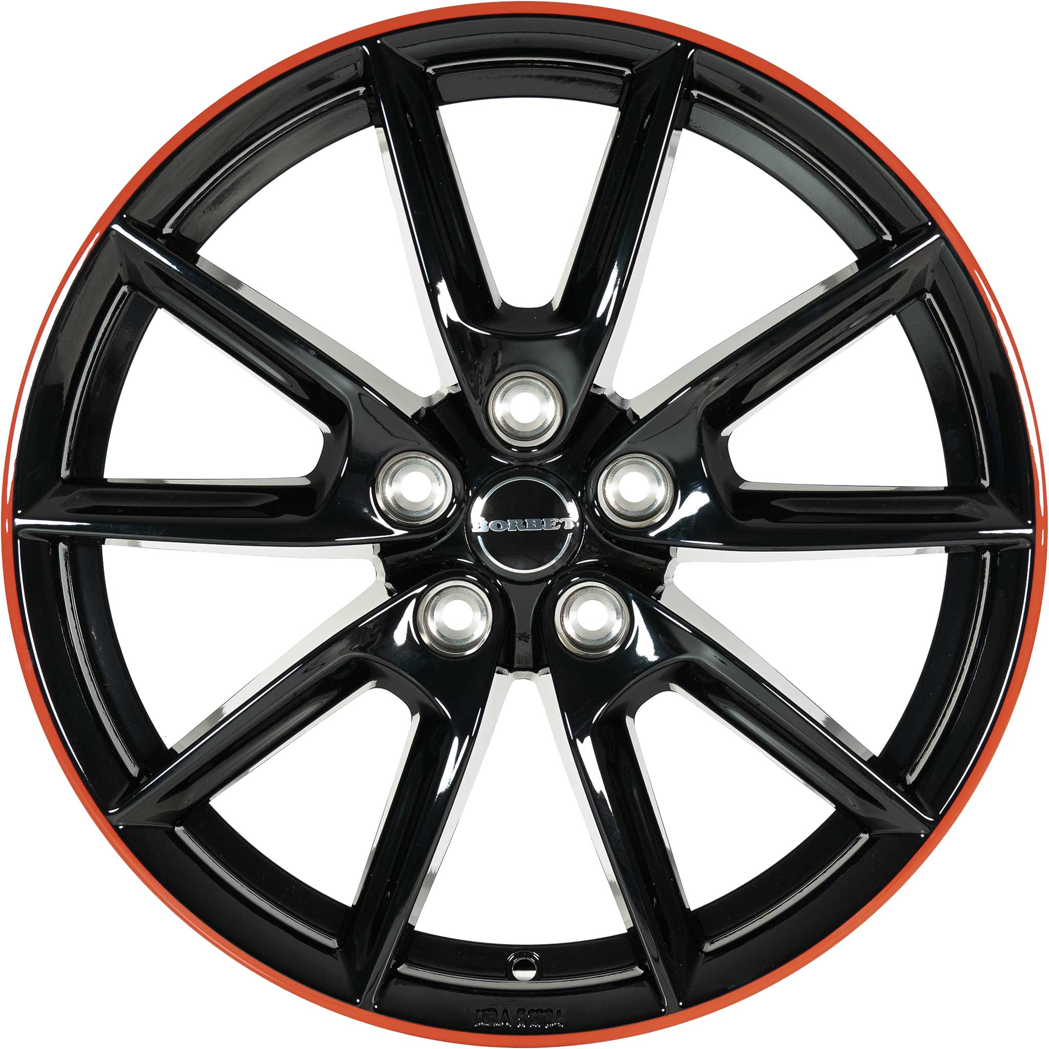 Borbet LX18 Black Glossy Rim Red Alloy Wheel Product Image #1