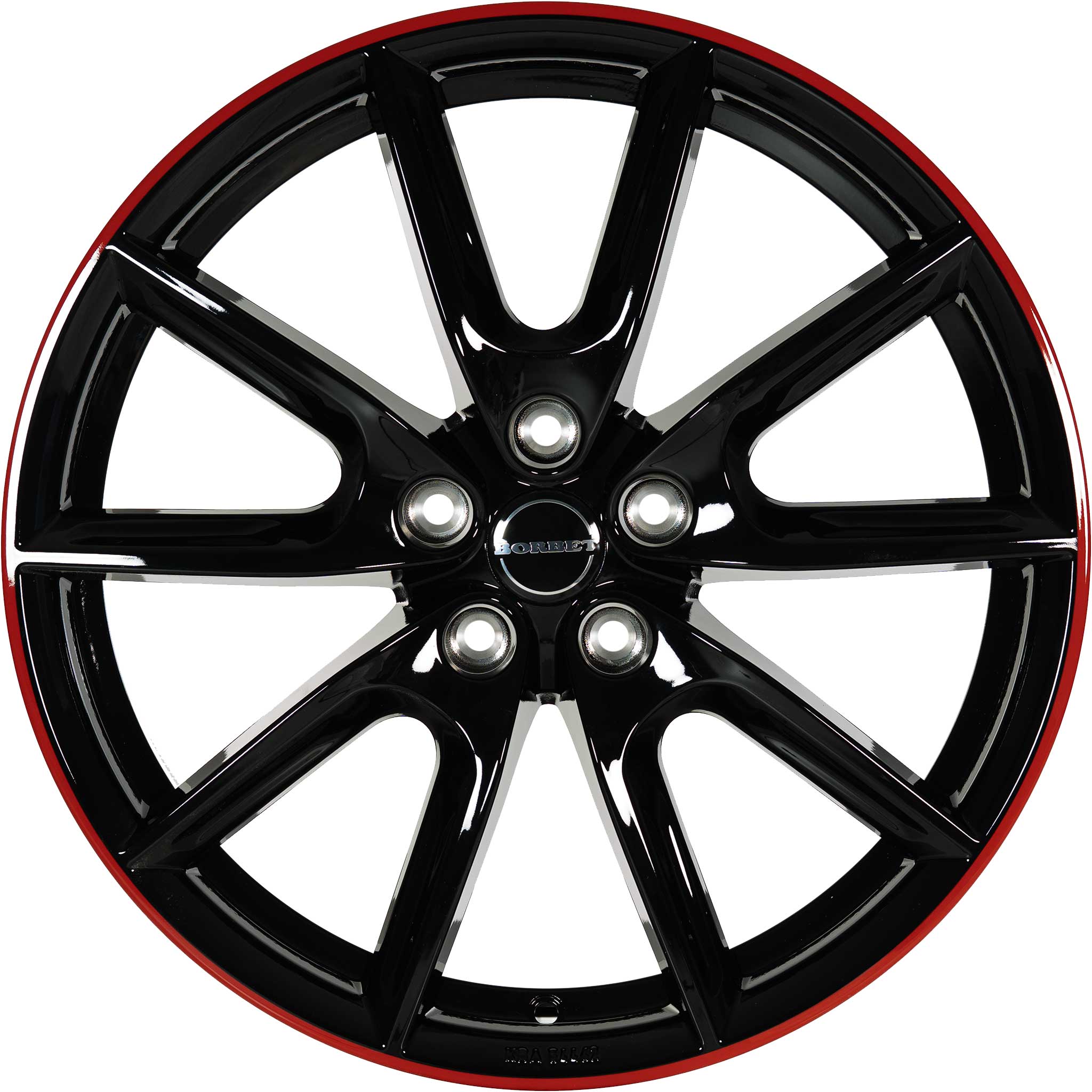 Borbet LX19 Black Glossy Rim Red Alloy Wheel Product Image #1