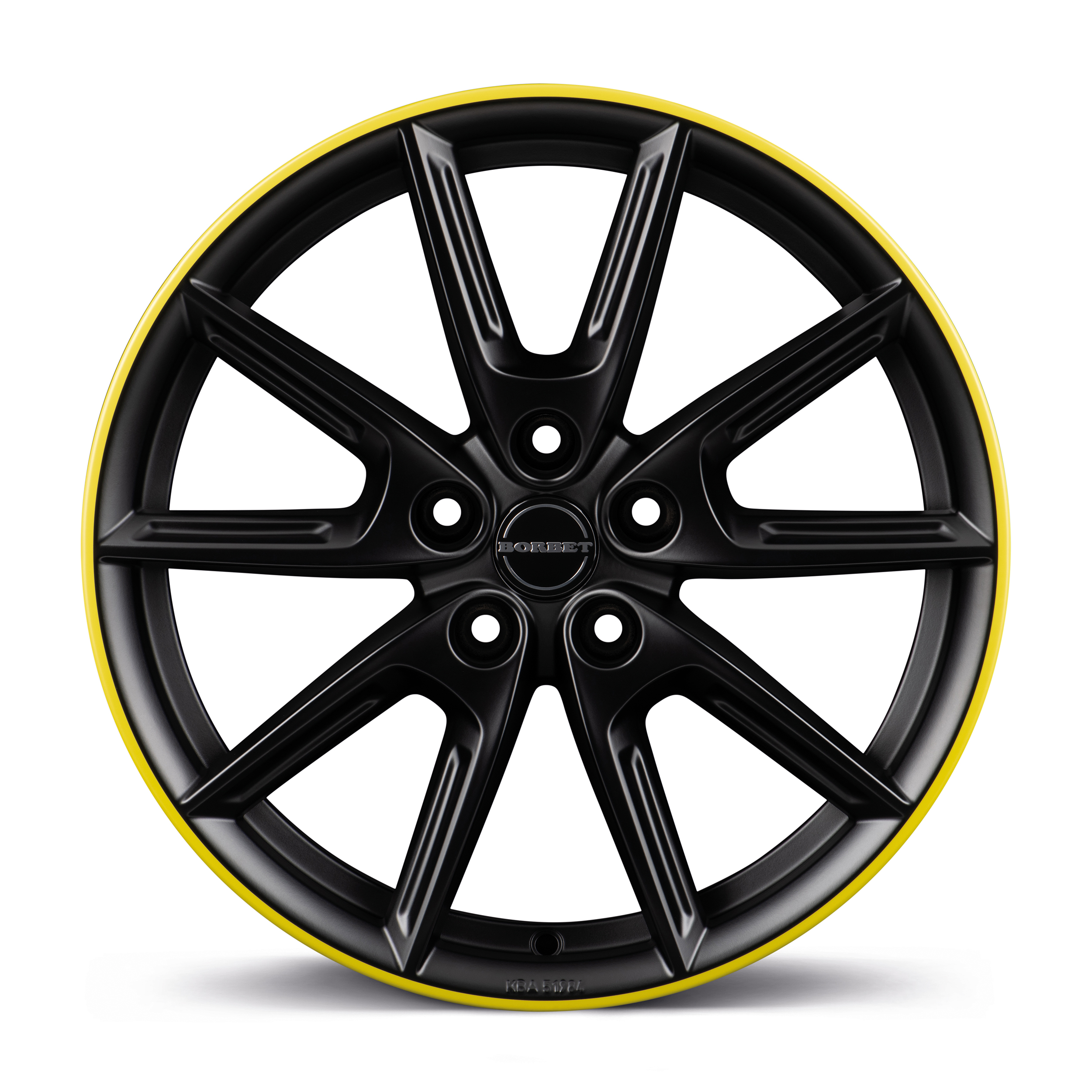 Borbet LX19 Black Matt Rim Yellow Alloy Wheel Product Image #1