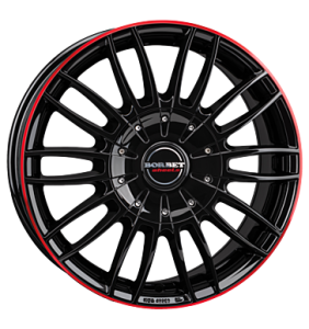 18" Borbet CW3 Black Glossy Red Ring alloy wheel