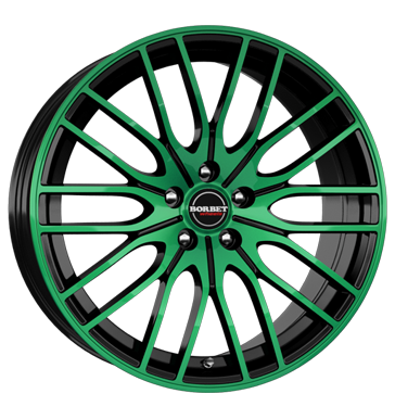 Borbet CW4 Black Green Glossy Alloy Wheel Product Image #2