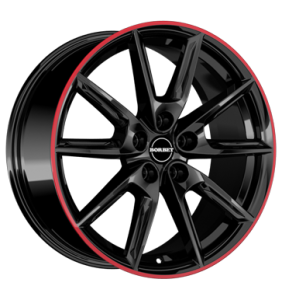 Borbet LX18 Black Glossy Rim Red Alloy Wheel for Kia Sportage JE - Sizes 18in