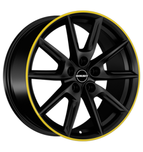 18" Borbet LX18 Black Matt Rim Yellow alloy wheel