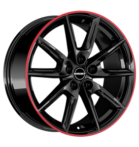 Borbet LX19 Black Glossy Rim Red Alloy Wheel for VW T-Roc A1 - Sizes 19in