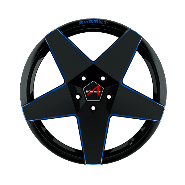 Borbet A New Black Blue Glossy Alloy Wheel Product Image #1