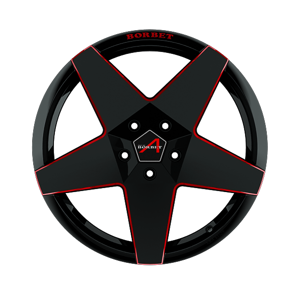 Borbet A New Black Red Glossy Alloy Wheel Product Image #1
