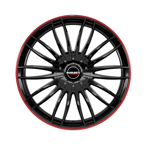 Borbet CW3 Black Glossy Red Ring Alloy Wheel Product Image #1