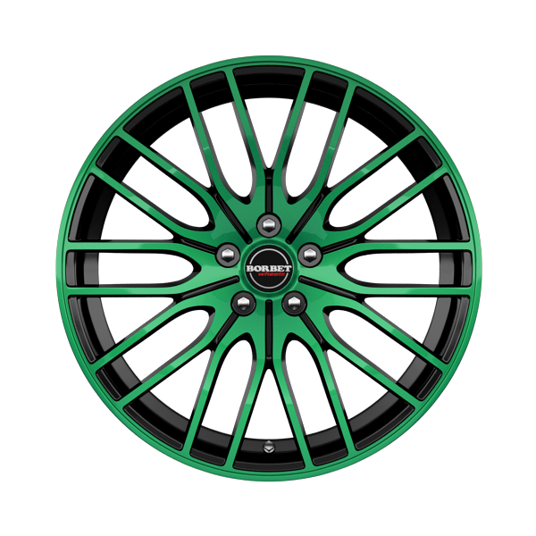 Borbet CW4 Black Green Glossy Alloy Wheel Product Image #1