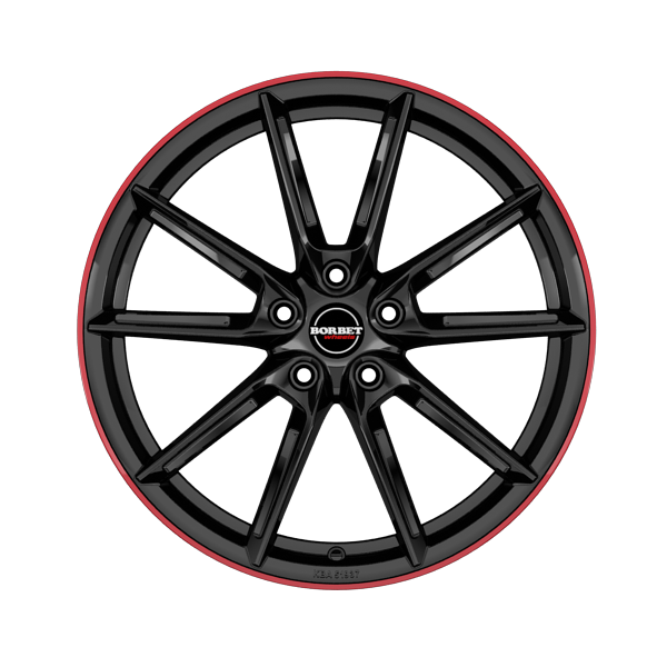 Borbet LX Black Glossy Rim Red Alloy Wheel Product Image #1