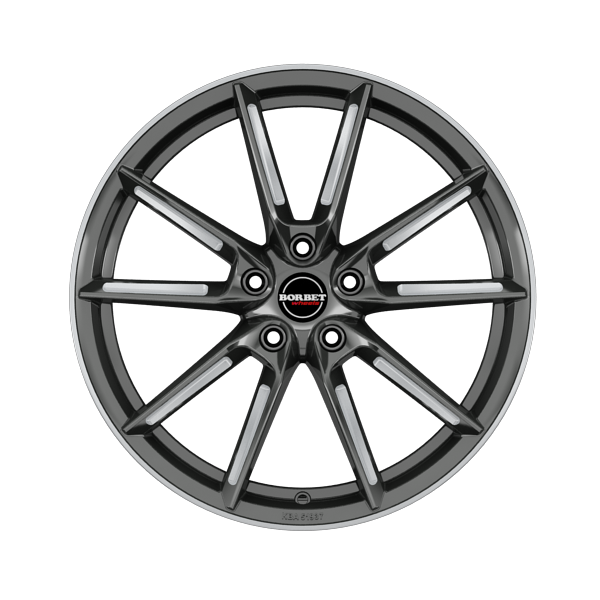 Borbet LX Graphite Spoke Rim Polished Alloy Wheel Product Image #1