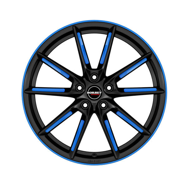 Borbet LX Black Matt Spoke Rim Blue Polished Alloy Wheel Product Image #1