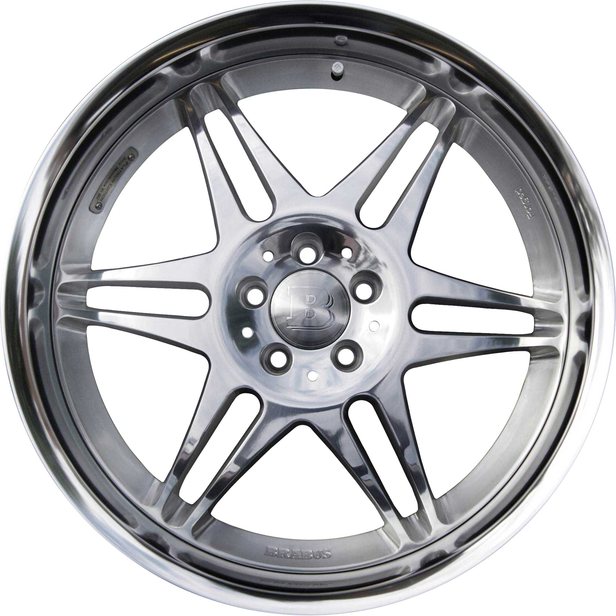Brabus Monoblock VI Evo Platinum Edit High Gloss Silver with Polished Face and Edge Alloy Wheel Product Image #1