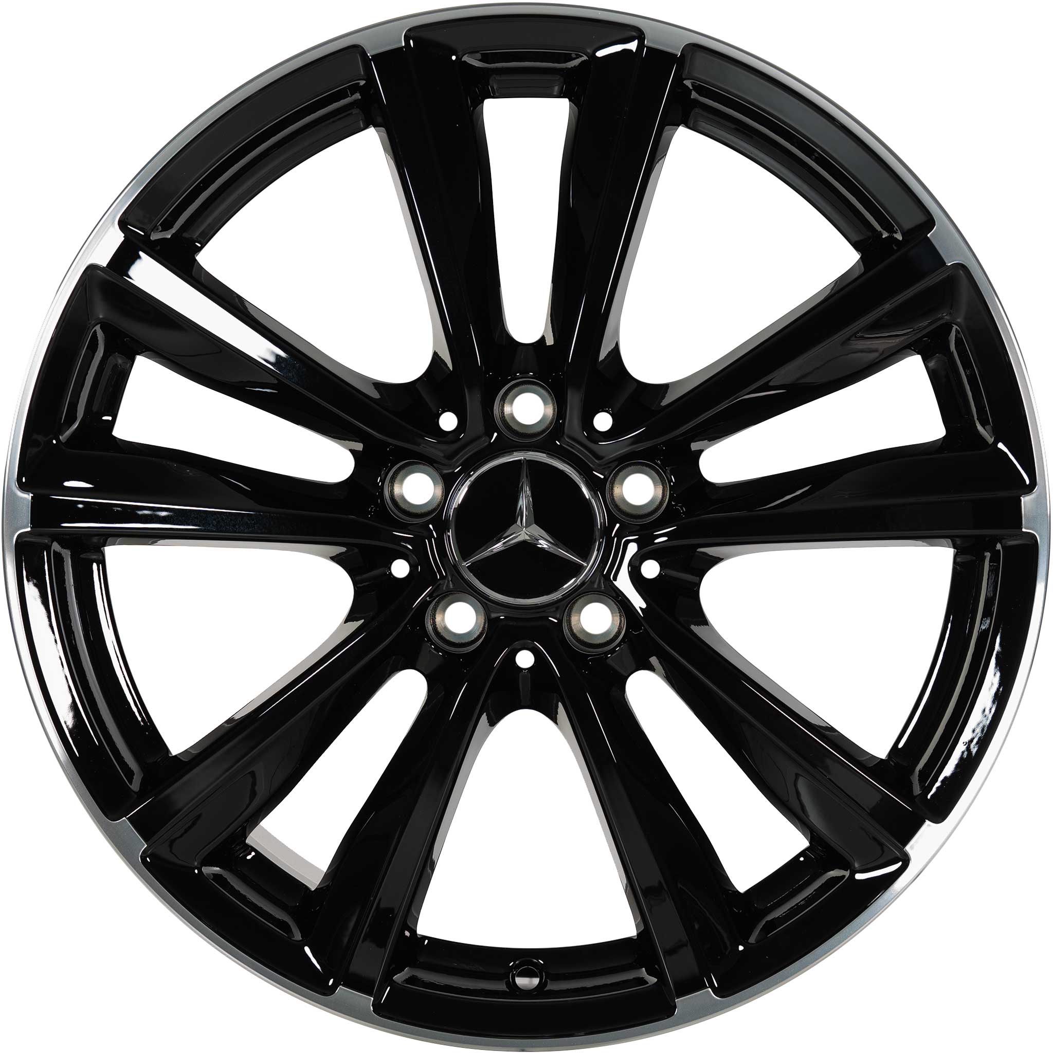 Mercedes 5 Twin Spoke [246-18] Gloss Black with High Sheen Rim Edge Alloy Wheel Product Image #1