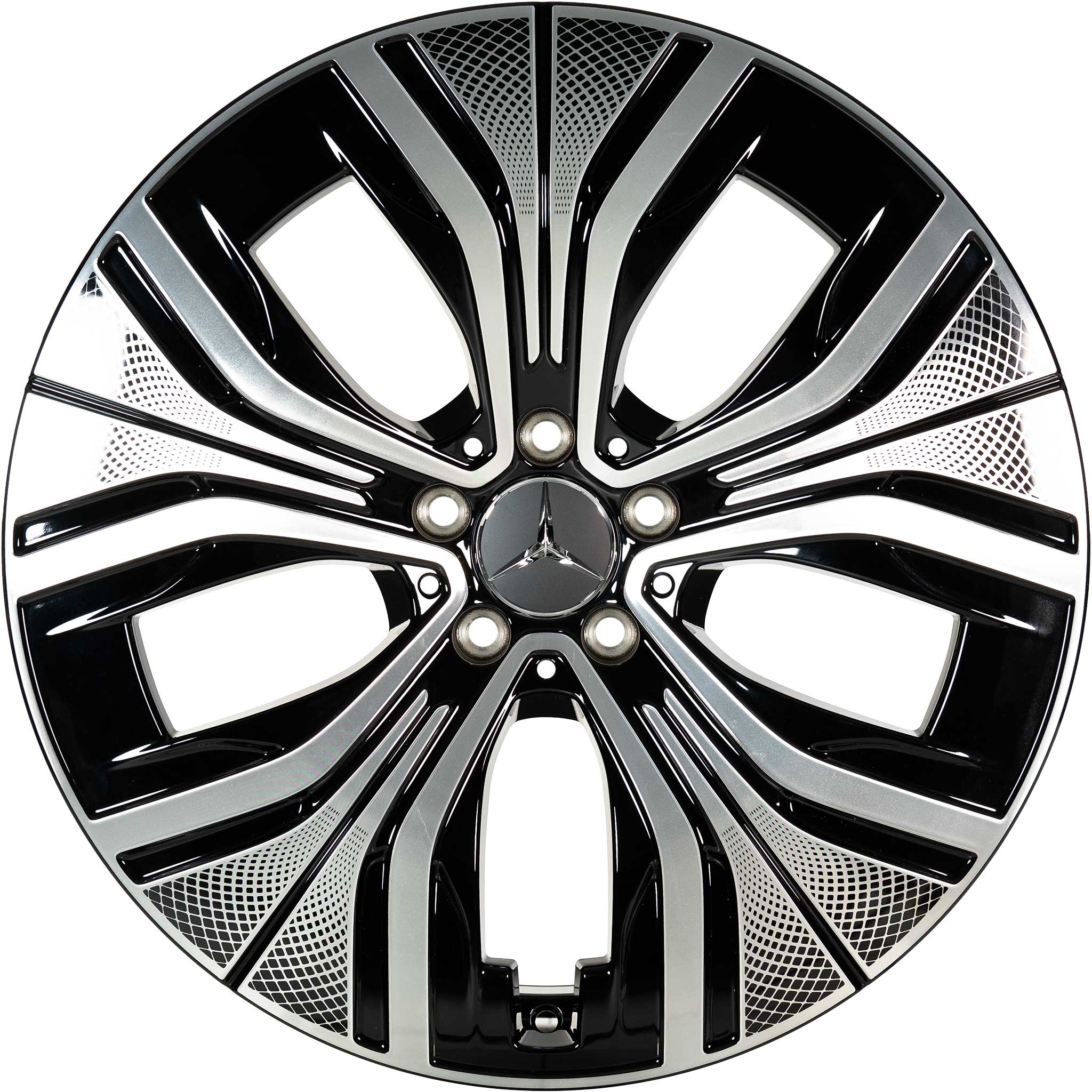 Mercedes 5 Spoke [294-20] Black and Black Detail with High Sheen Alloy Wheel Product Image #1