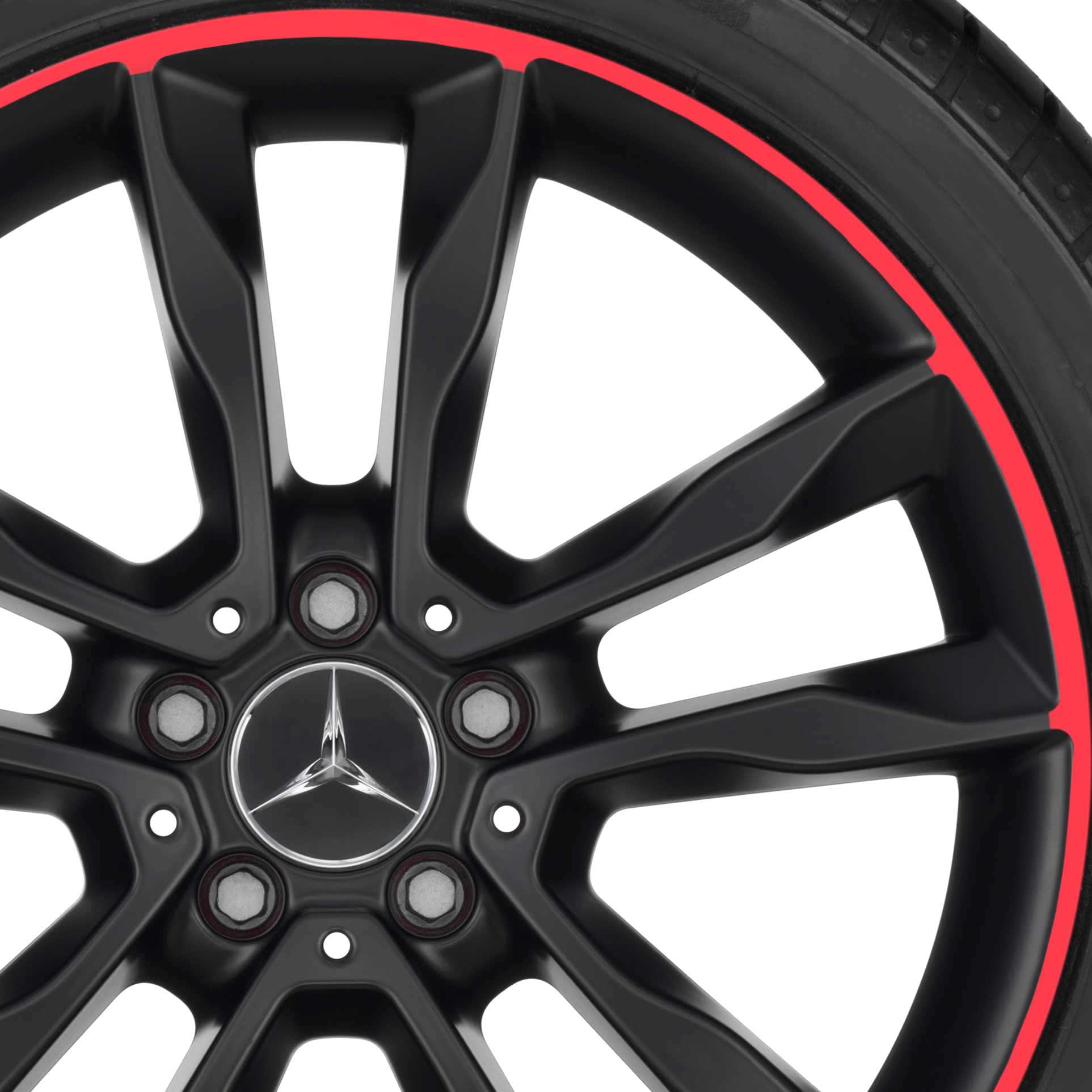 Mercedes 5 Twin Spoke [156-19] Matt Black with Red Rim Edge Alloy Wheel Product Image #2
