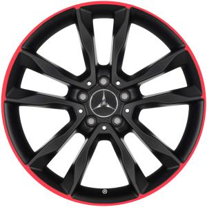 19" Mercedes 5 Twin Spoke [156-19] Matt Black with Red Rim Edge alloy wheel