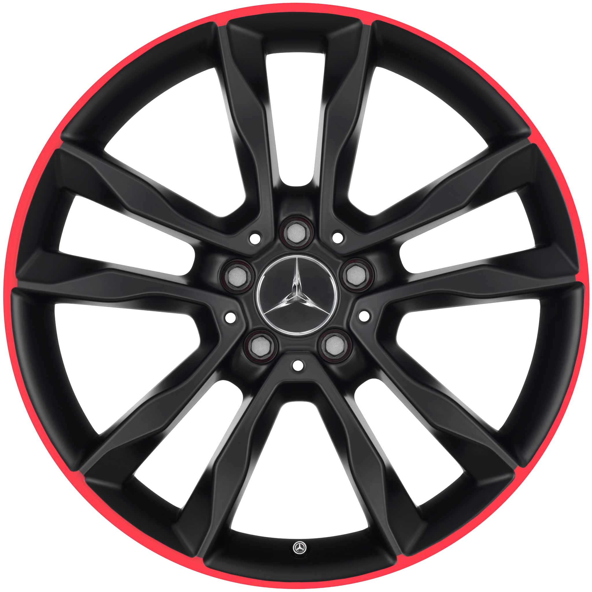 Mercedes 5 Twin Spoke [156-19] Matt Black with Red Rim Edge Alloy Wheel Product Image #1