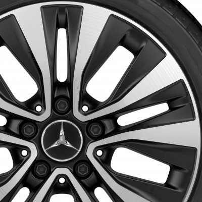 Mercedes 5 Twin Spoke [177-16] Matt Black with High Sheen Alloy Wheel Product Image #2