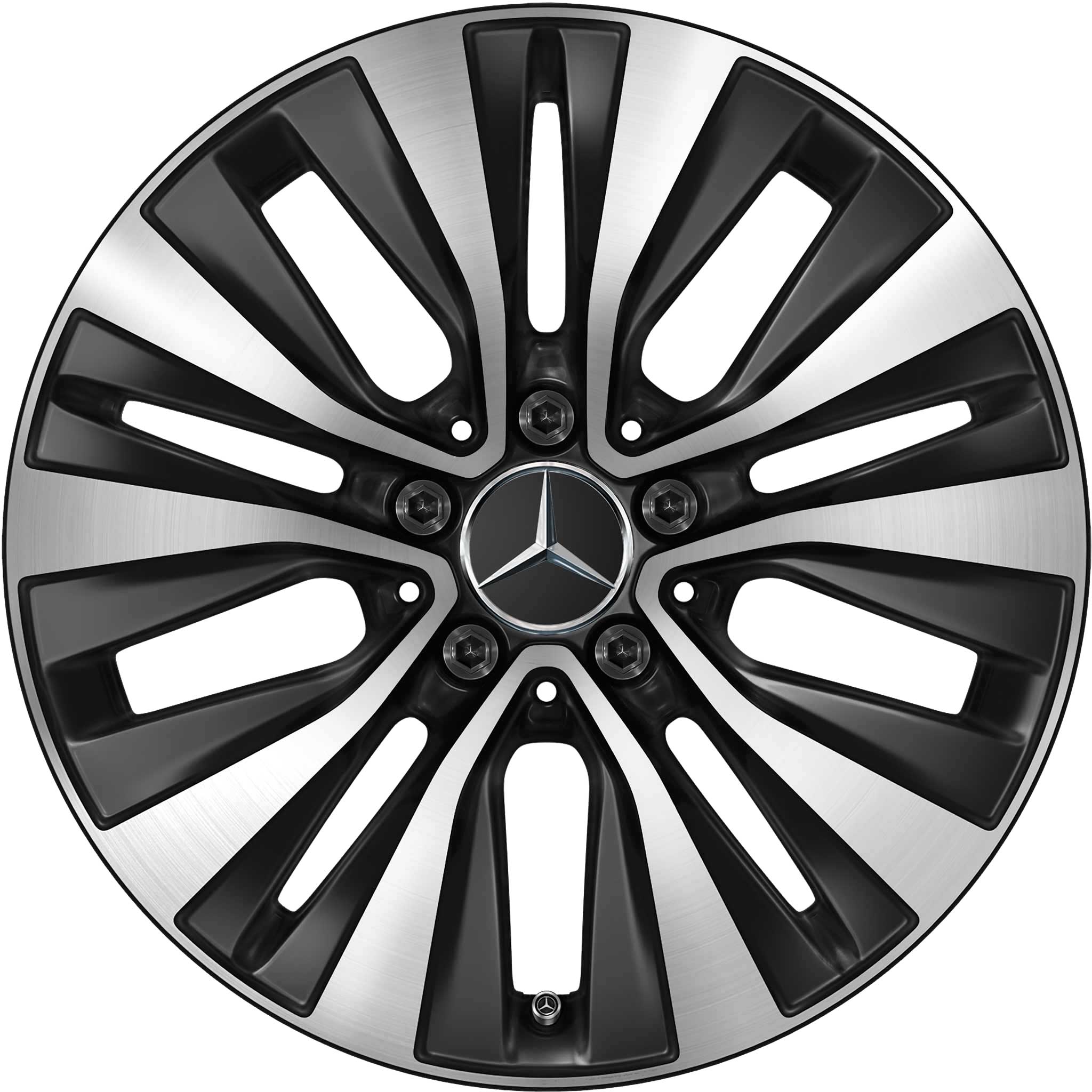 Mercedes 5 Double Spoke [177-17] Matt Black with High Sheen Alloy Wheel Product Image #1