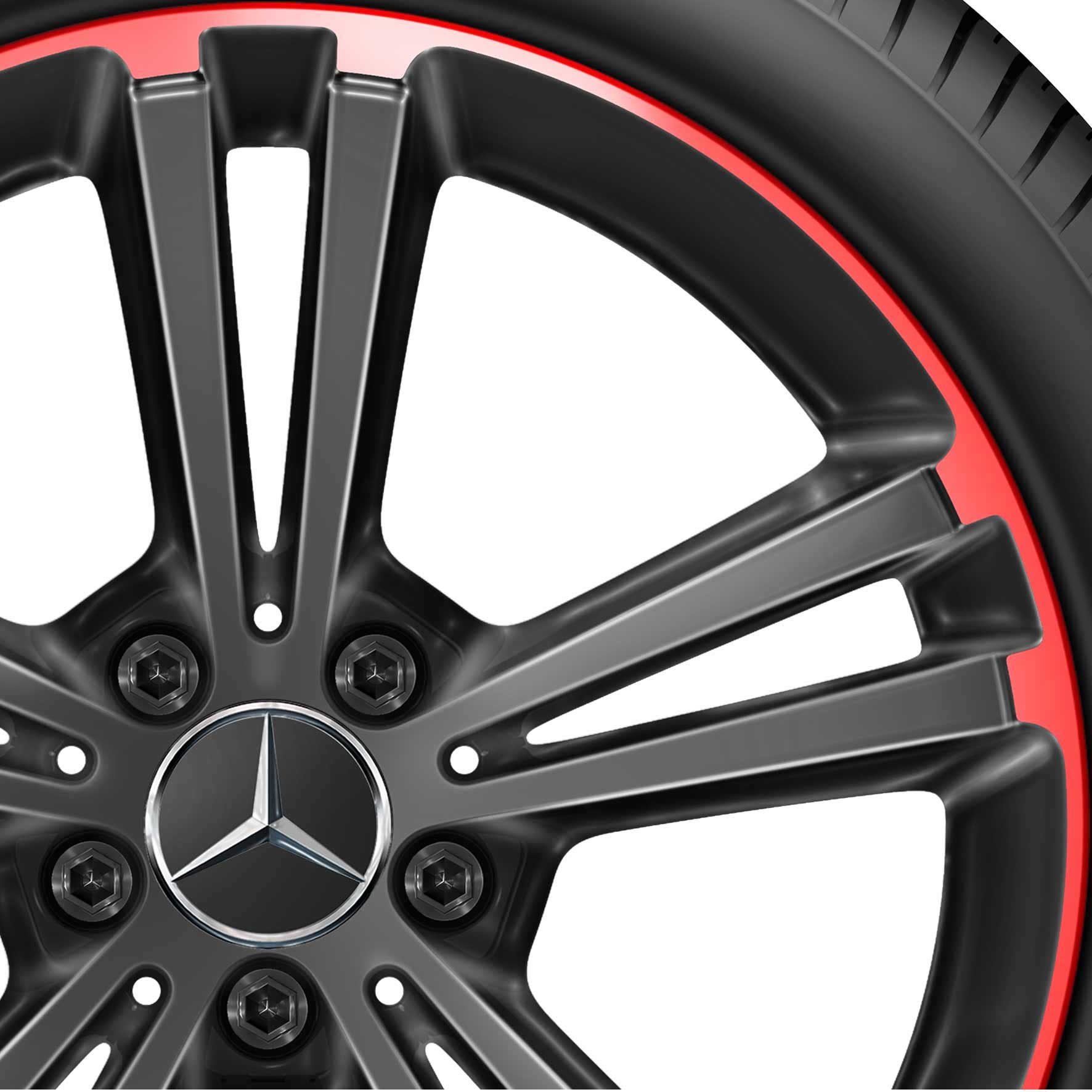 Mercedes 5 Twin Spoke [177-18] Gloss Black with Red Rim Edge Alloy Wheel Product Image #2