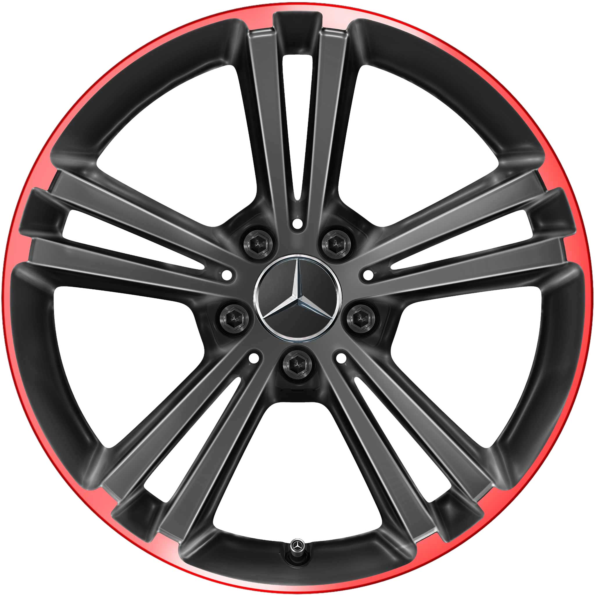 Mercedes 5 Twin Spoke [177-18] Gloss Black with Red Rim Edge Alloy Wheel Product Image #1