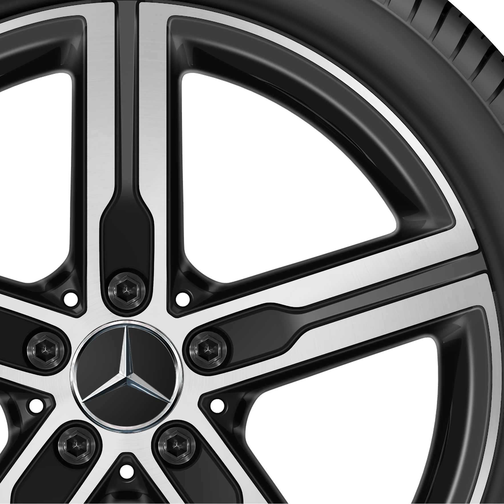 Mercedes 5 Spoke [177-18] Matt Black with High Sheen Alloy Wheel Product Image #2