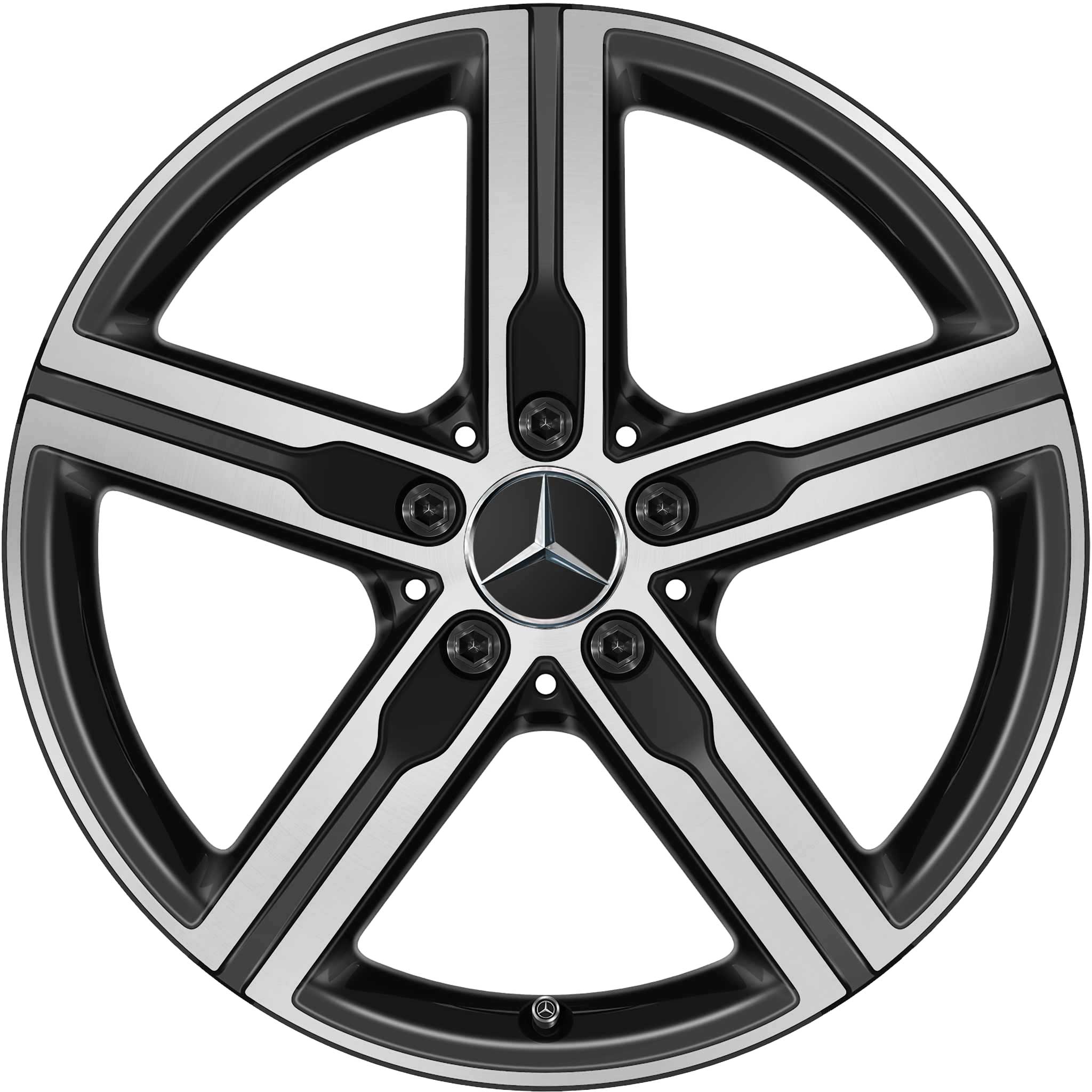 Mercedes 5 Spoke [177-18] Matt Black with High Sheen Alloy Wheel Product Image #1