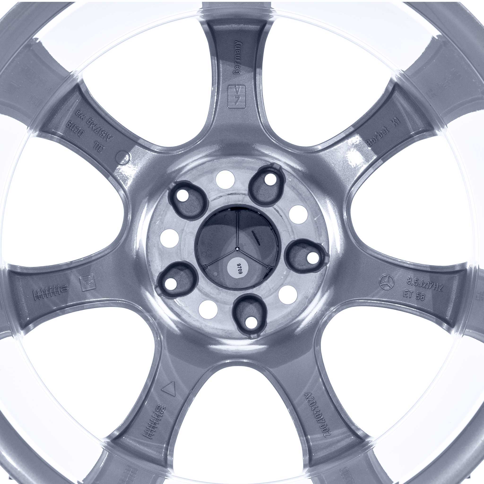 Mercedes 7 Spoke [204-17] Palladium Silver with High Sheen Alloy Wheel Product Image #3