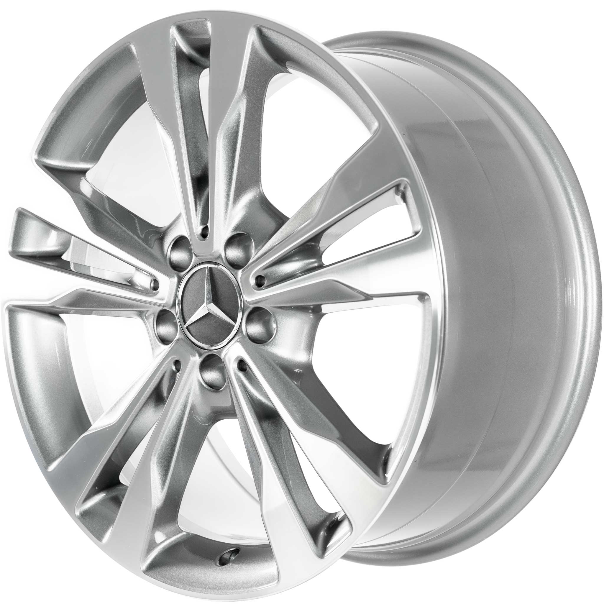 Mercedes 5 Twin Spoke [205-18] Himalaya Grey with High Sheen Alloy Wheel Product Image #2