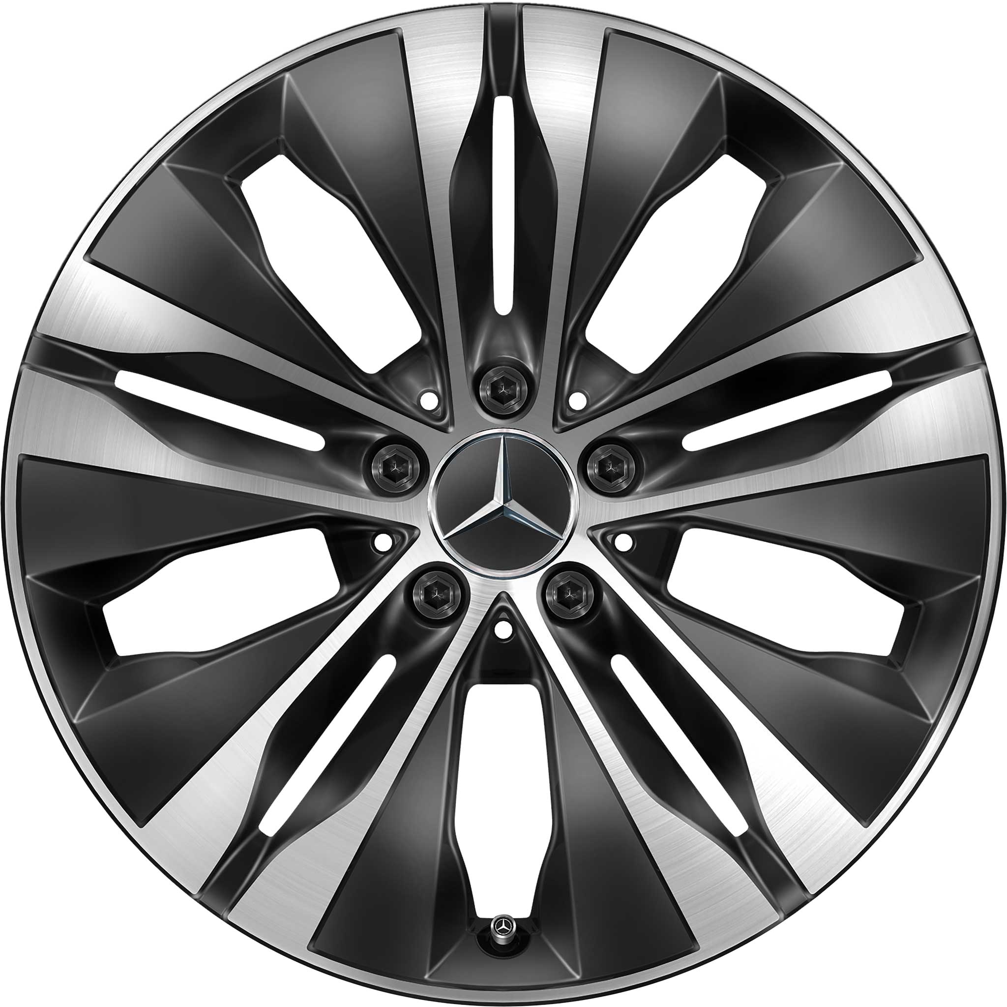 Mercedes 5 Twin Spoke Aero [206-17] Gloss Back with High Sheen Alloy Wheel Product Image #1