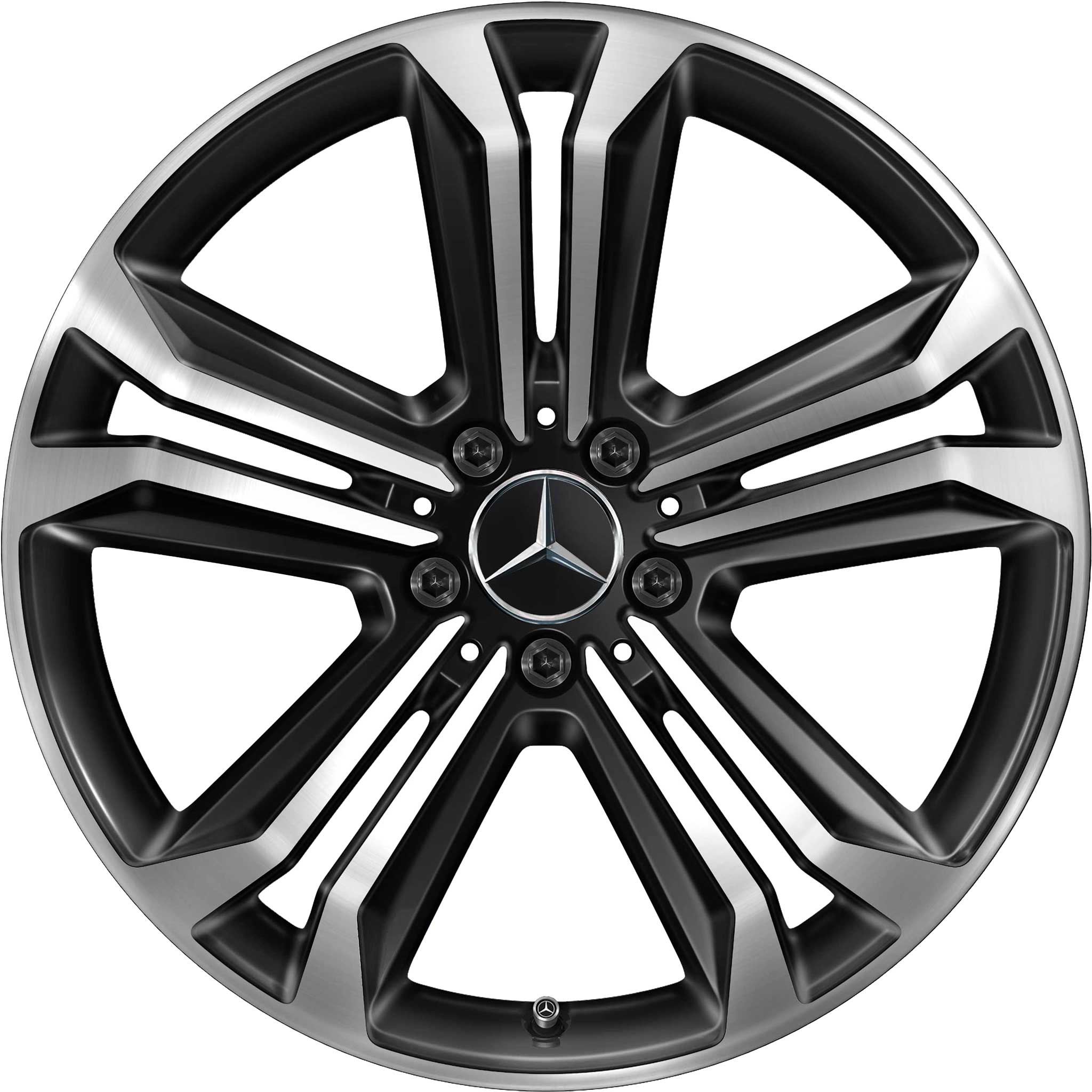 Mercedes 5 Double Spoke [223-19] Gloss Back with High Sheen Alloy Wheel Product Image #1