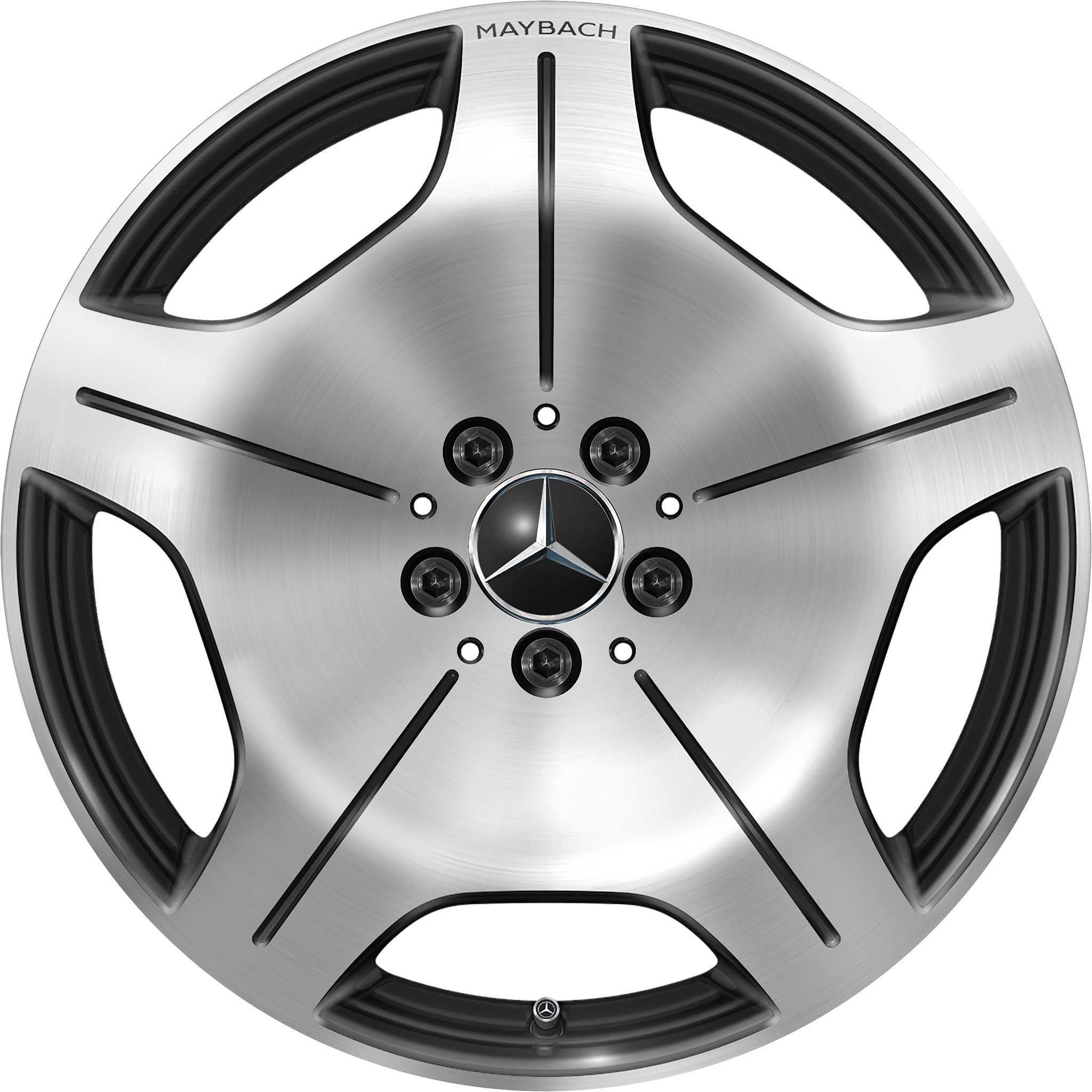 Mercedes 5 Spoke [223-19] Black and Black Detail with High Sheen Alloy Wheel Product Image #1